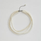 Glass Bead Necklace – White & Silver-Tone