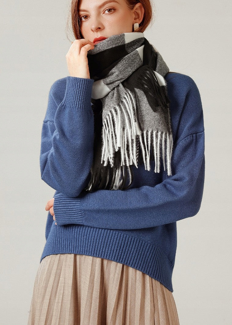 Damen-Winterschal 200 × 66 cm – schwarz und weiß