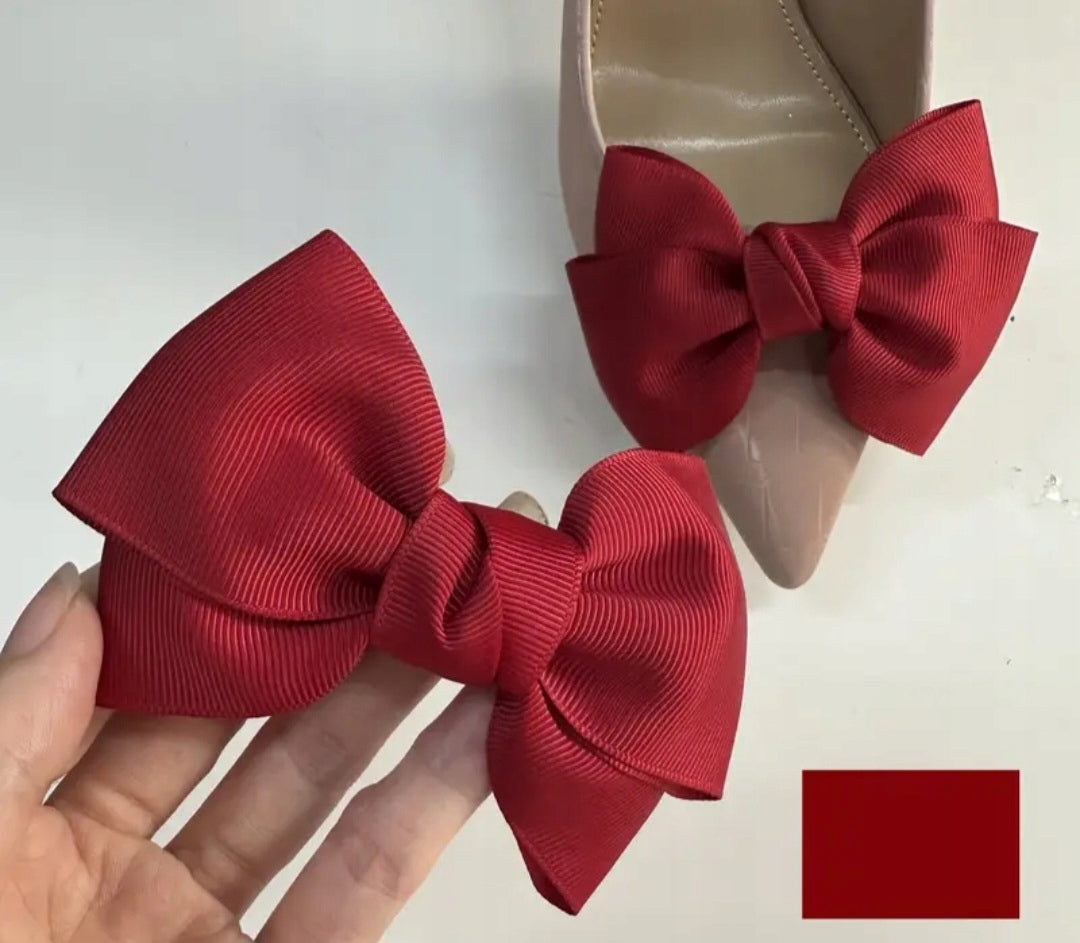 Clipsuri pentru pantofi cu funde din satin – vișinii