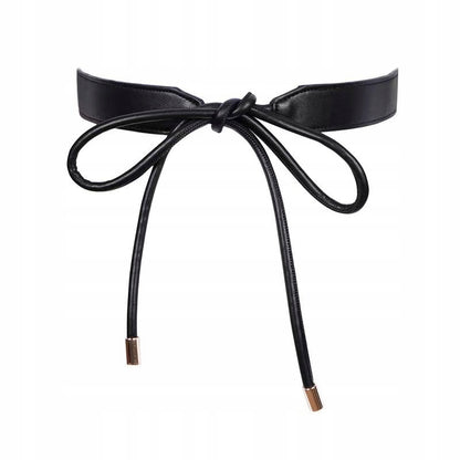 Women's Black Faux Leather Tie-Waist Belt — Elegant Fashion Accessory