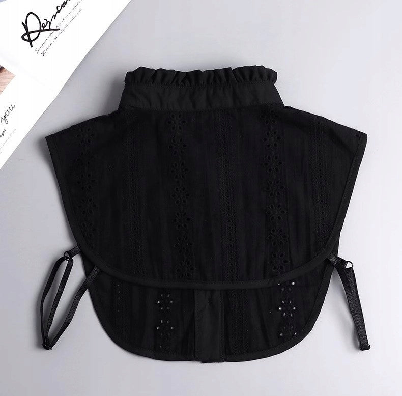 Cuello desmontable de encaje de mujer – negro