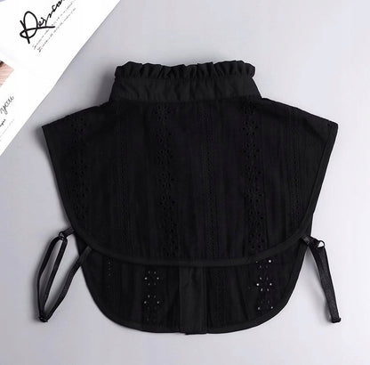 Cuello desmontable de encaje de mujer – negro