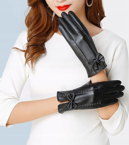 Gants en similicuir pour femme – noir