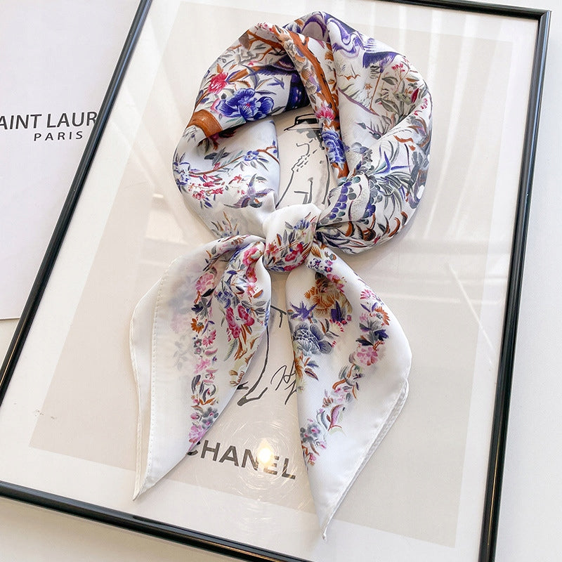 Women's Printed Silk-Effect Square Scarf, 70×70 cm
