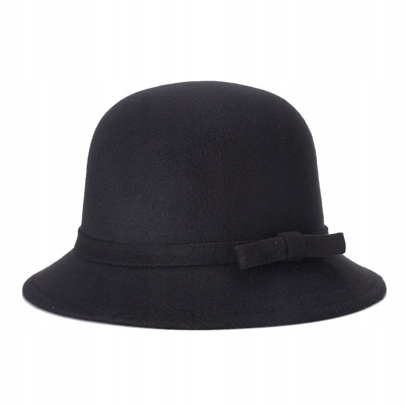 czarny KAPELUSZ damski typu BUCKET elegancki CYLINDER do płaszcza szykowny