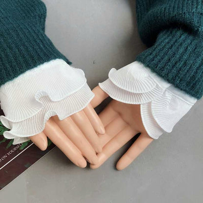 Elegant White Detachable Cuffs — Decorative Wrist Accessories