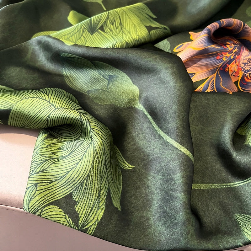 Silk-Effect Scarf 180 × 90 cm – Green
