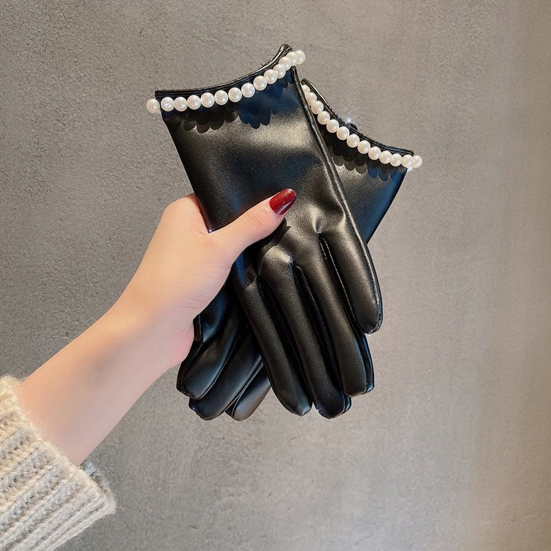 Gants en similicuir pour femme – noir