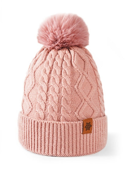 Ensemble : bonnet, tour de cou et gants – rose