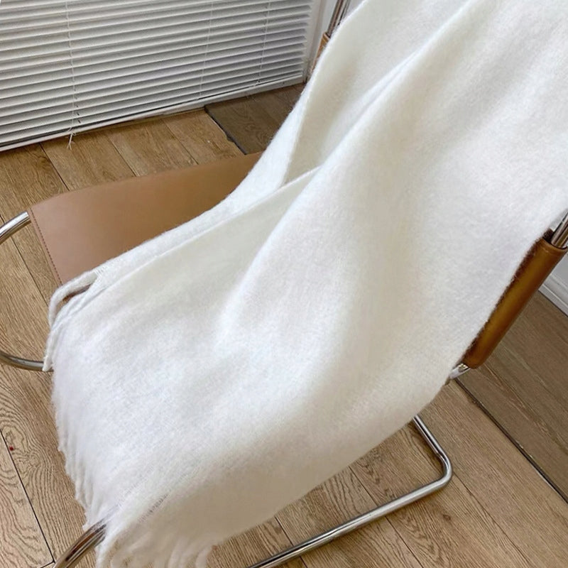 Écharpe d’hiver pour femme 200 × 40 cm – blanc