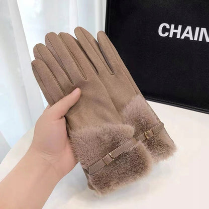 Women's Faux-Leather Gloves – Dark Beige