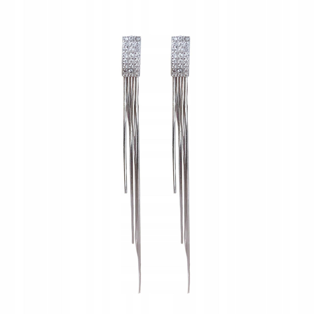 Elegant Women's Silver-Tone Dangle Earrings with Cubic Zirconia
