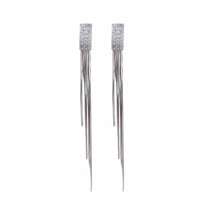 Elegant Women's Silver-Tone Dangle Earrings with Cubic Zirconia