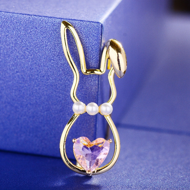 Brosche Hase mit Zirkonia