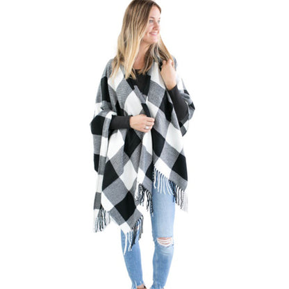 Damen-Winterschal 200 × 66 cm – schwarz und weiß