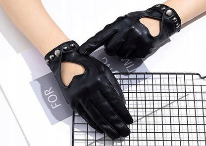 Damenhandschuhe aus Kunstleder – schwarz