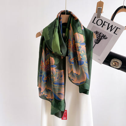 Silk-Effect Scarf 180 × 90 cm – Green