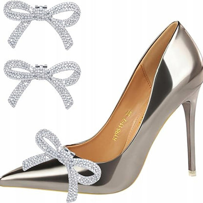 Cubic Zirconia Bow Shoe Clips — Elegant Decorations for High Heels