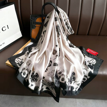Women's Elegant Large Silk-Effect Scarf — Beautiful, Sophisticated Style, 180×90 cm