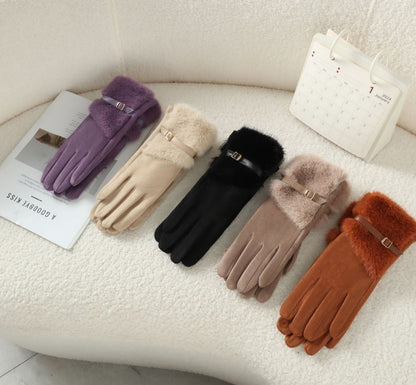 Brown Women's Faux-Leather Winter Gloves — Elegant Accessories