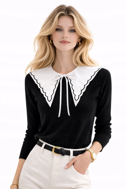 Modern Elegant White Tie-on Collar — Fashion Accessory