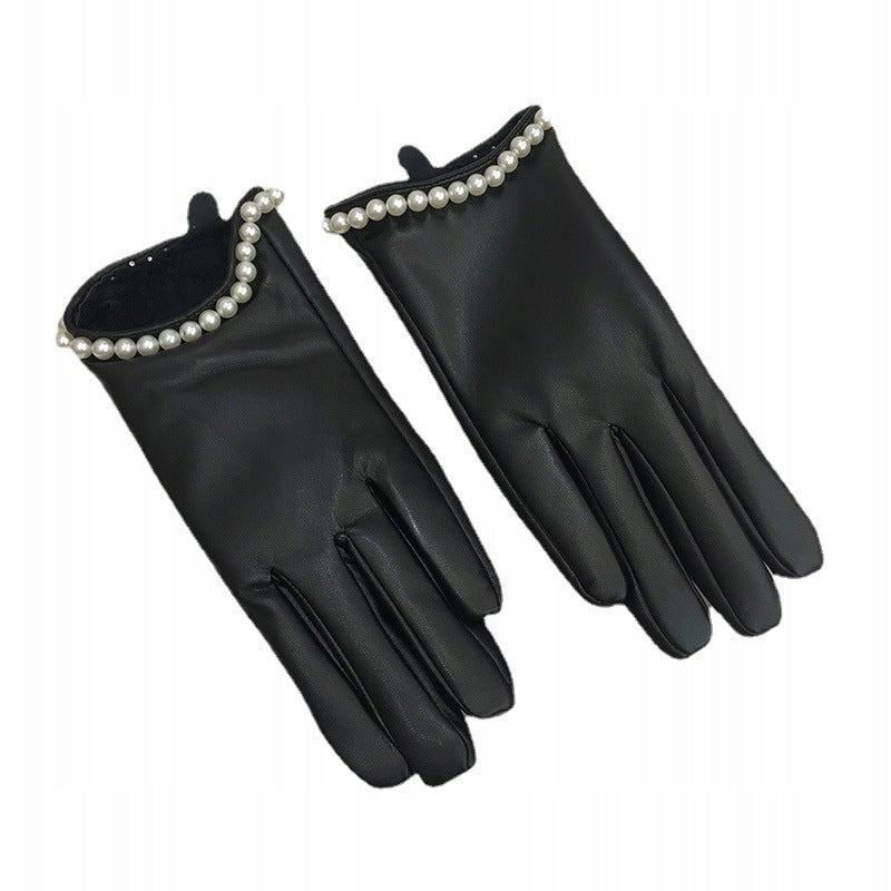 Gants en similicuir pour femme – noir