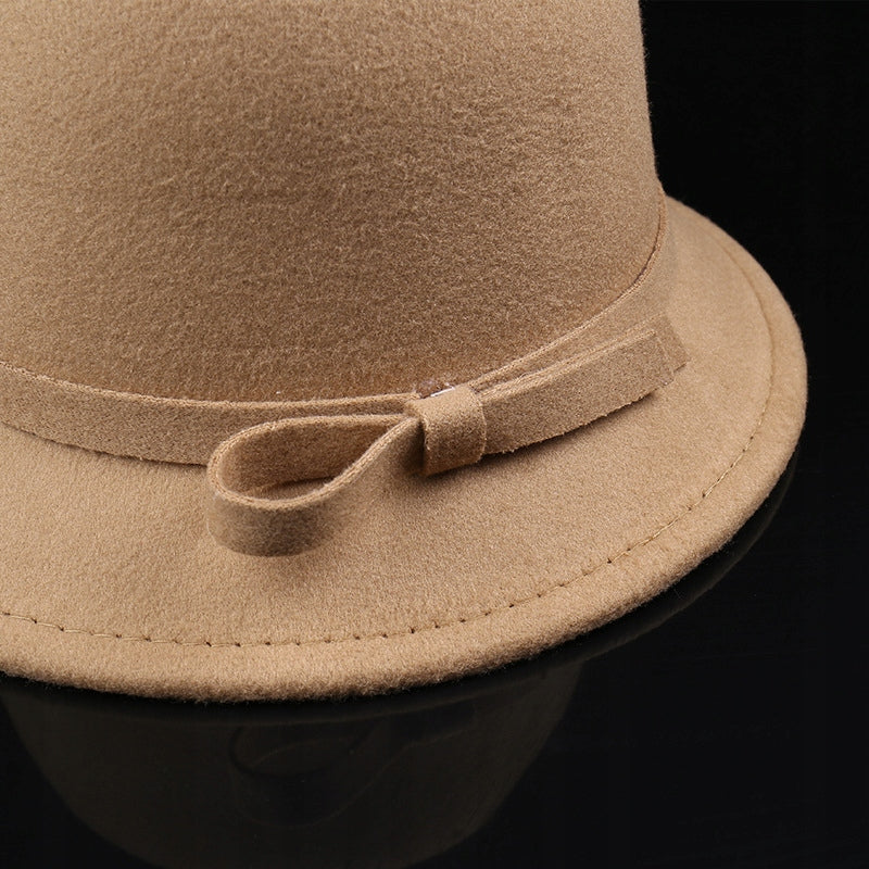 Women's Elegant Beige Cylindrical Bucket Hat to Wear with a Coat