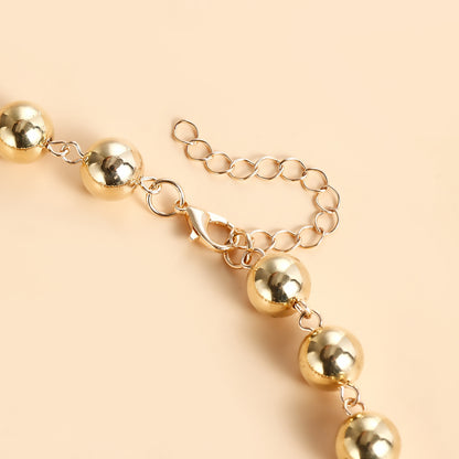Gold-coloured Glass Pearl Necklace — Elegant Modern Jewellery