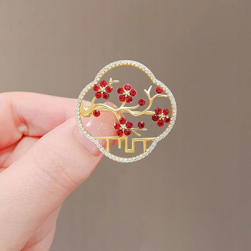Brosche gerahmte Blume mit Zirkonia