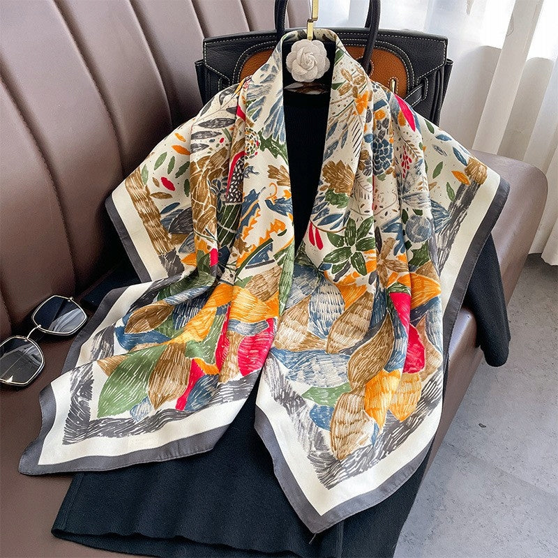 Pañuelo de mujer de imitación de seda 90 × 90 cm – multicolor