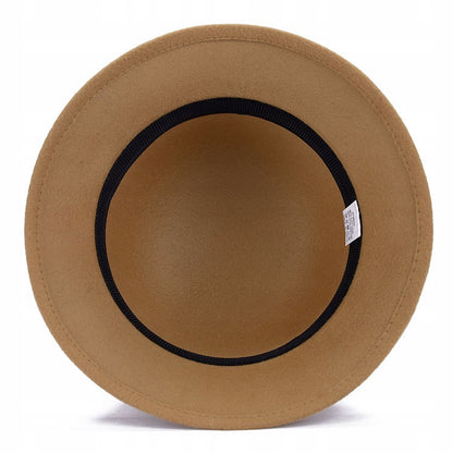 Women's Elegant Beige Cylindrical Bucket Hat to Wear with a Coat