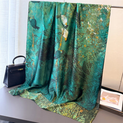 Silk-Effect Scarf 180 × 90 cm – Green