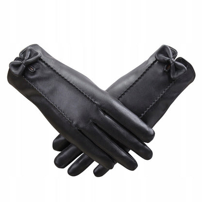 Women's Faux-Leather Gloves – Black