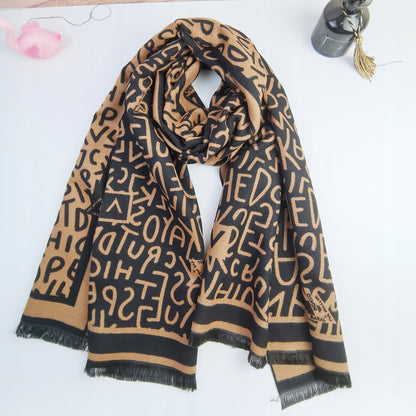 Damen-Winterschal 180 × 66 cm – braun und schwarz