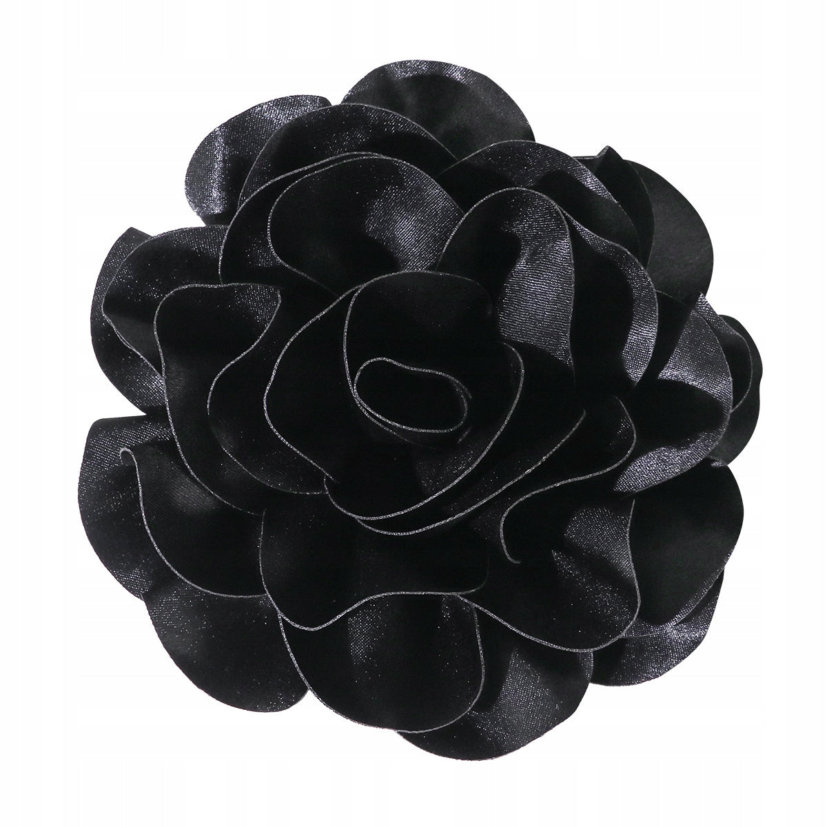 20 cm Satin-Effect Rose Brooch – Black & Pink