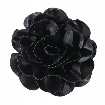 20 cm Satin-Effect Rose Brooch – Black & Pink