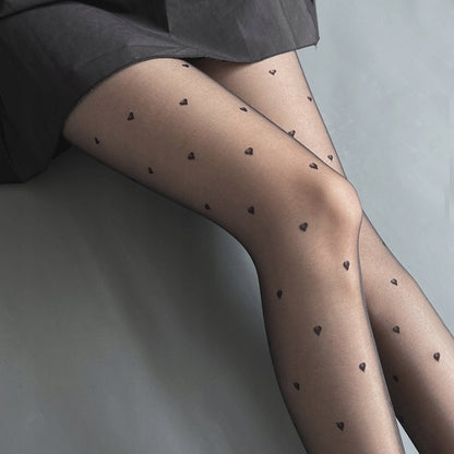Heart-Patterned Women's Tights 20 Denier – Black