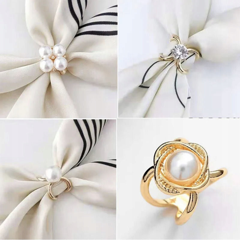 Hebilla para pañuelo con perla – dorado