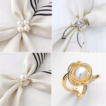 Hebilla para pañuelo con perla – dorado