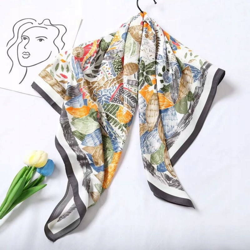 Pañuelo de mujer de imitación de seda 90 × 90 cm – multicolor