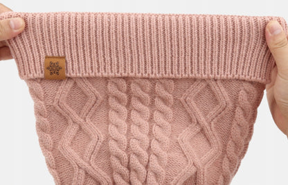 Ensemble : bonnet, tour de cou et gants – rose