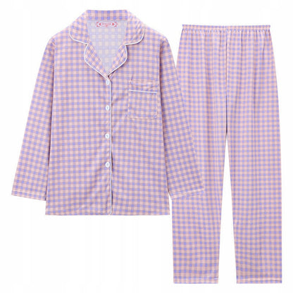 Pijama de mujer con botones – rosa, de cuadros