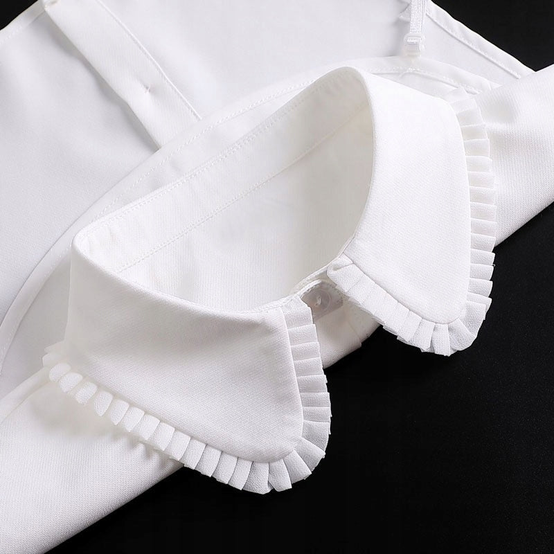 fałszywa KOSZULA damska gładka BIALY KOLNIERZYK z zapięciem elegancki