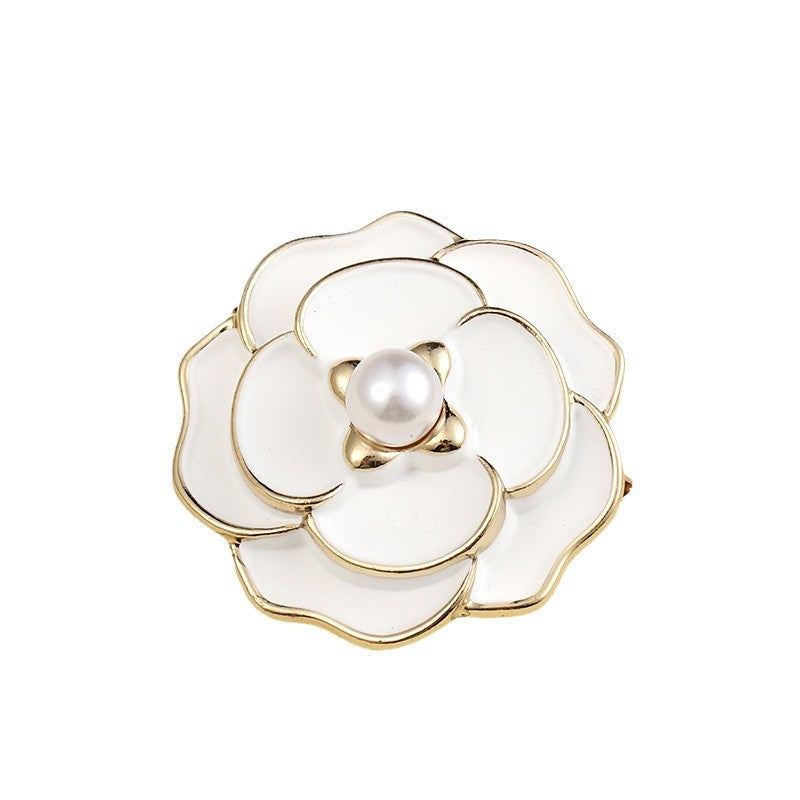 Anneau de foulard fleur – doré et blanc