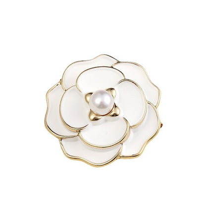 Anneau de foulard fleur – doré et blanc