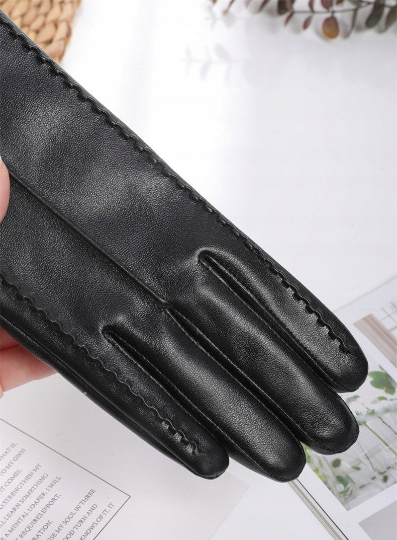 Women's Faux-Leather Gloves – Black