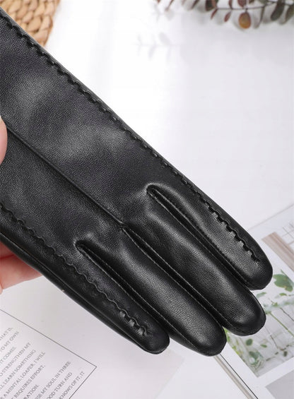 Women's Faux-Leather Gloves – Black