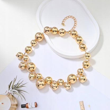 Gold-coloured Glass Pearl Necklace — Elegant Modern Jewellery