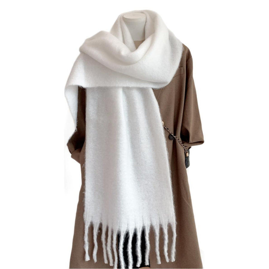 Écharpe d’hiver pour femme 200 × 40 cm – blanc