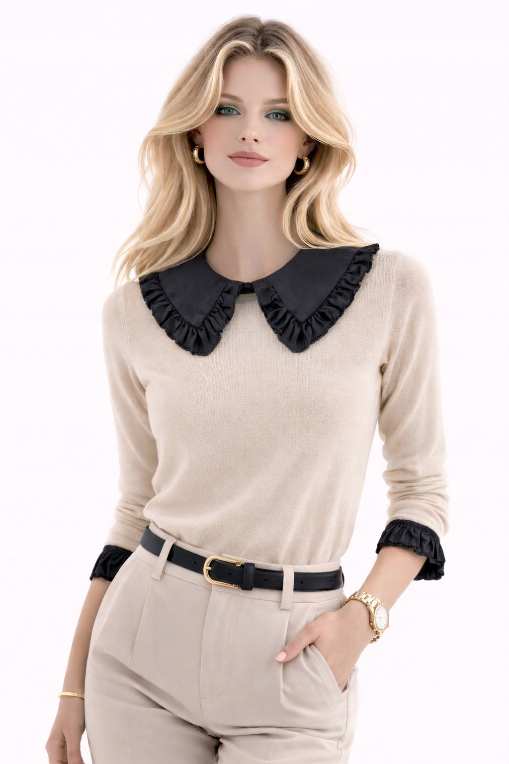 Col amovible Claudine pour femme – noir